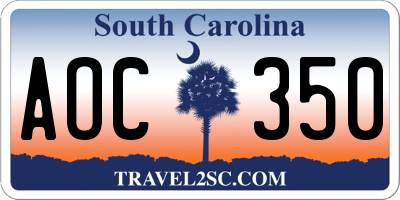 SC license plate AOC350