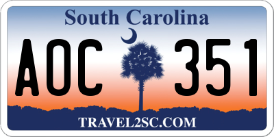 SC license plate AOC351