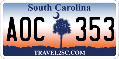 SC license plate AOC353