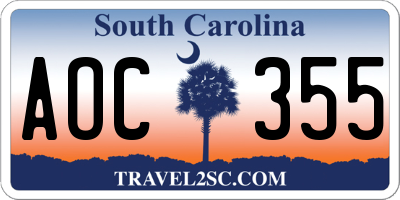 SC license plate AOC355