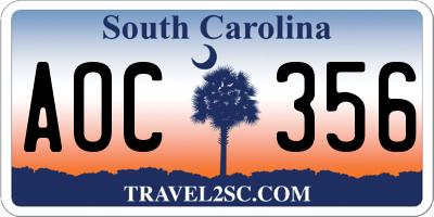 SC license plate AOC356