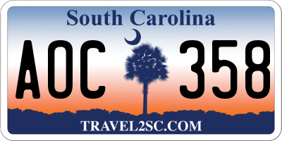 SC license plate AOC358