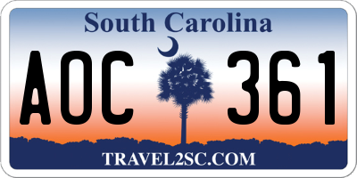 SC license plate AOC361