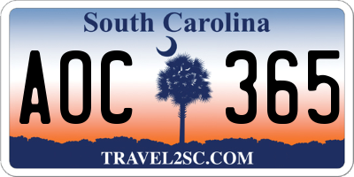 SC license plate AOC365