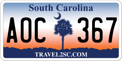 SC license plate AOC367