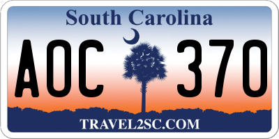 SC license plate AOC370
