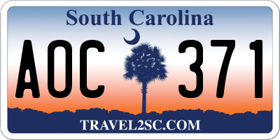 SC license plate AOC371