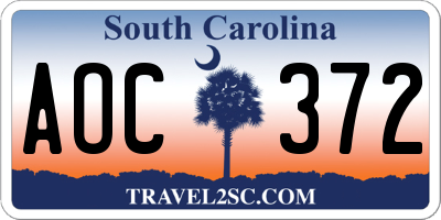 SC license plate AOC372