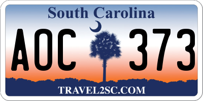 SC license plate AOC373