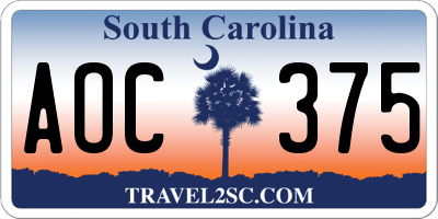 SC license plate AOC375