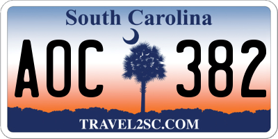 SC license plate AOC382