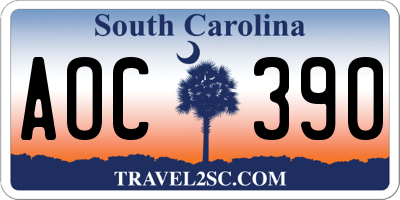 SC license plate AOC390
