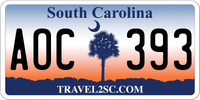 SC license plate AOC393