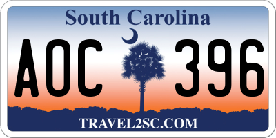 SC license plate AOC396