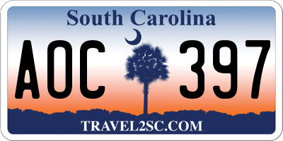 SC license plate AOC397