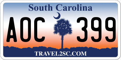 SC license plate AOC399