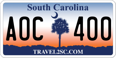SC license plate AOC400