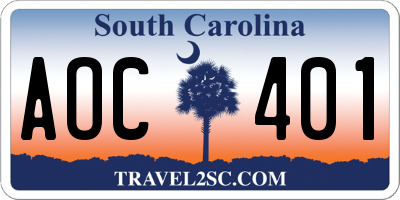 SC license plate AOC401