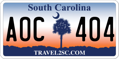 SC license plate AOC404