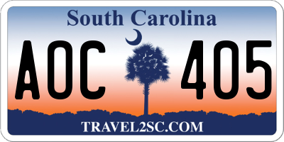 SC license plate AOC405