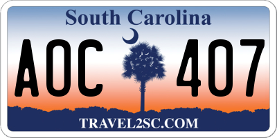 SC license plate AOC407