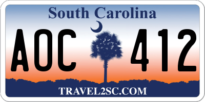 SC license plate AOC412