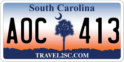 SC license plate AOC413