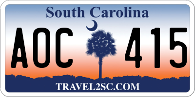 SC license plate AOC415