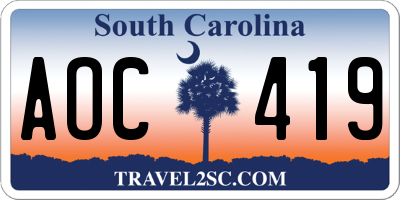 SC license plate AOC419