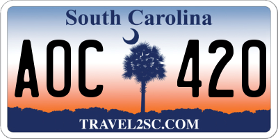 SC license plate AOC420