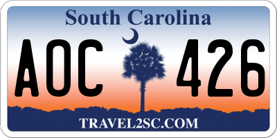 SC license plate AOC426