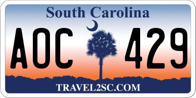 SC license plate AOC429