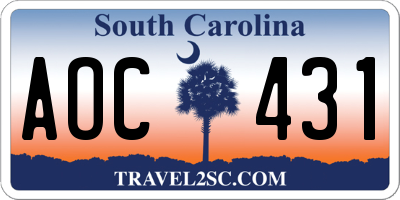 SC license plate AOC431