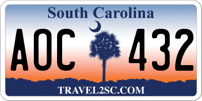 SC license plate AOC432