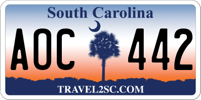 SC license plate AOC442