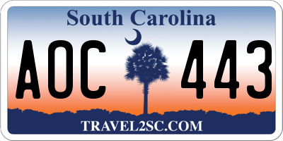 SC license plate AOC443