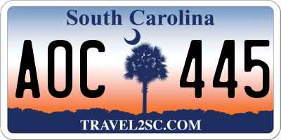 SC license plate AOC445