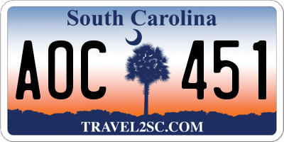 SC license plate AOC451