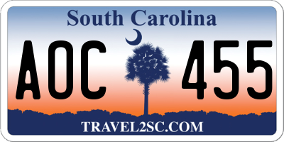 SC license plate AOC455