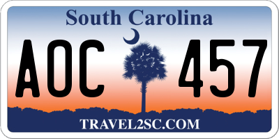 SC license plate AOC457