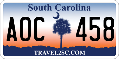 SC license plate AOC458