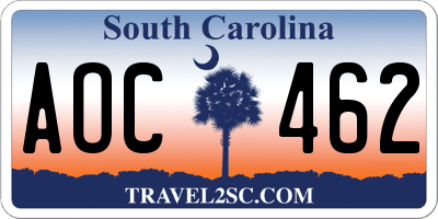 SC license plate AOC462