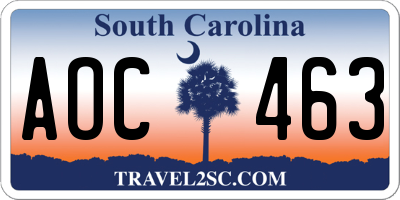 SC license plate AOC463