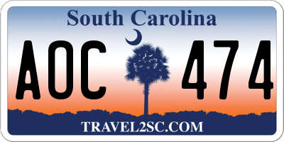 SC license plate AOC474