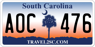 SC license plate AOC476