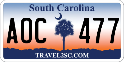 SC license plate AOC477