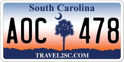 SC license plate AOC478