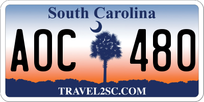 SC license plate AOC480