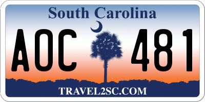 SC license plate AOC481