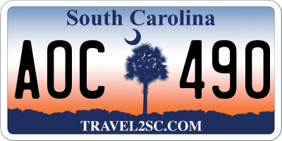 SC license plate AOC490